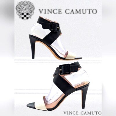 Vince Camuto Elegant Caesars Leather Stilletto Ivory/Black Heel Women's 9.5M