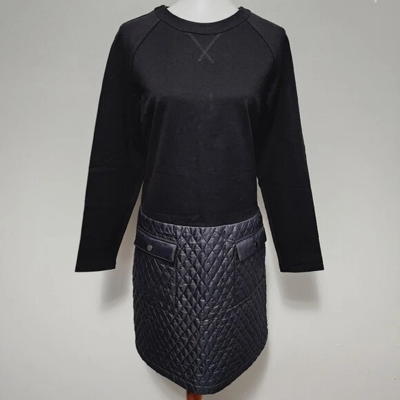 Worth New York Chocoate Chip Black Ponte Quilted Sheath Dress Size Large - Image 2 of 4