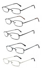 EYE ZOOM 5 Pairs Readers Rectangular Metal Reading Glasses for Men and Women
