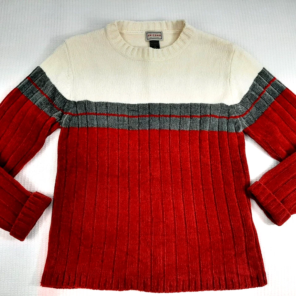 Suéter Y2K Arizona Niños Talla Grande 14/16 Acanalado Tejido Cálido Rojo Gris 100% Acrílico Foto 2 de 4