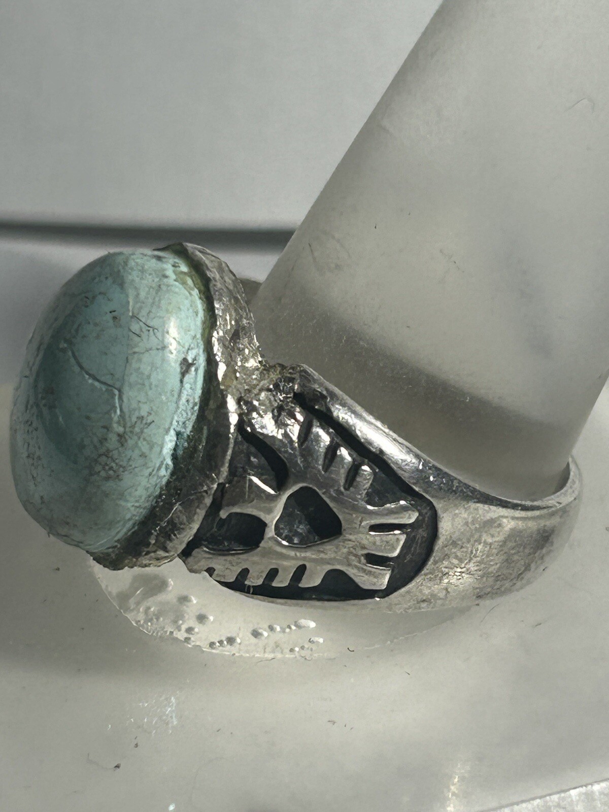 Thunderbird Native Old 925 Turquoise Ring Size 10… - image 4