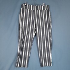 Cato Est. 1949 Women's Casual Pants Elastic Waist Straight Gray Stripe Size 14