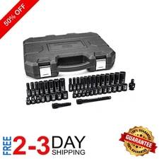Durable 44-Piece Impact Socket Set with Black Oxide Finish - SAE and Metric