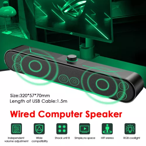 Computer Speakers Stereo Sound Bass Speaker Subwoofer PC Laptop Wired Speaker - Picture 3 of 18