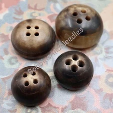 Set of 4 Mock Horn Buttons Vintage Dome Shape Galalith Brown Casein Buttons