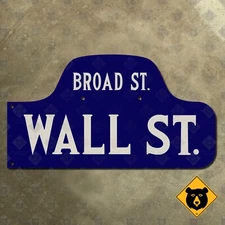 New York Manhattan Wall Broad street financial humpback road sign right 17x9
