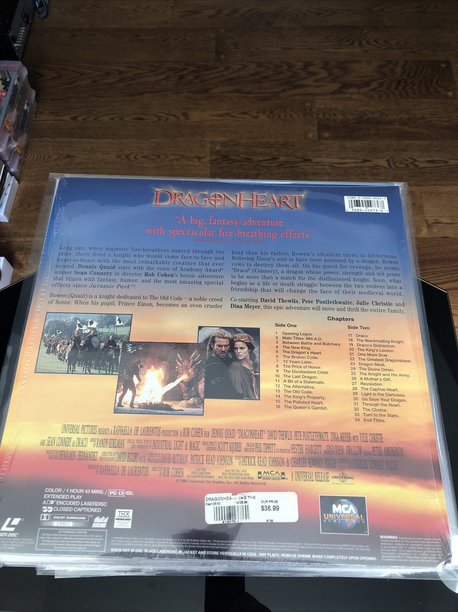 Mint DragonHeart Sean Connery MCA Pictures Laser Disc Just Opened