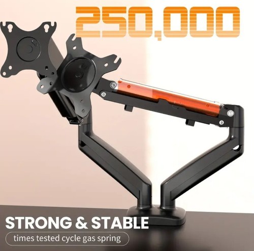 32" Dual Monitor Stand With Adjustable Gas Spring Arms - Easy Installation - Picture 5 of 17