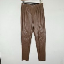 Zara Womens Medium Leggings Pants Tan Brown Faux Leather Coastal Cowgirl Moto
