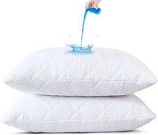 Quilted Waterproof Pillow Protectors King Size Pack of 4 Zippered Pillowcases