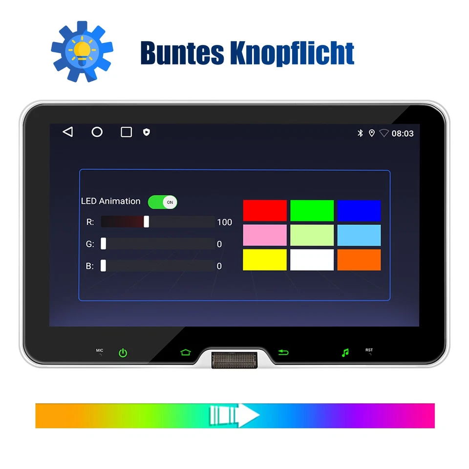 DAB+ 360° Android 15 Carplay 10.1" Autoradio GPS 1DIN Drehbar Bildschirm Kam MIK - Bild 4 von 4
