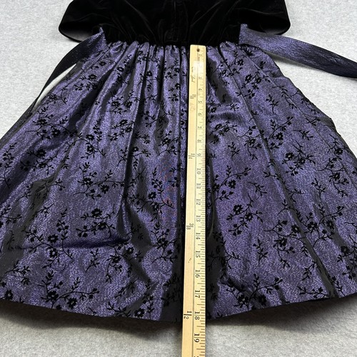Bonnie Jean Dress Girls 6 Purple Black Velvet Holiday Party Bow USA Whimsigoth - Picture 8 of 14
