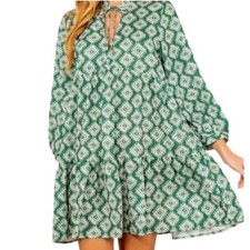 Zara Cadie Geometric Mini Puff Sleeve Dress US Women's M