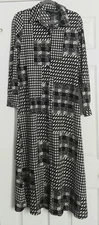 Attitudes by Renee Duster Women's Size XS Button Up Black & White Geometric 
