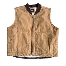Dickies Mens Duck Canvas Sherpa Lined Work Vest Brown Size 2XL XXL Workwear
