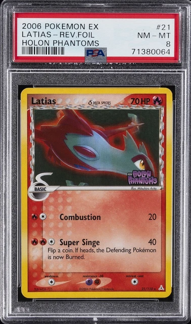 2006 POKEMON EX HOLON PHANTOMS #21 LATIAS-REVERSE FOIL PSA 8