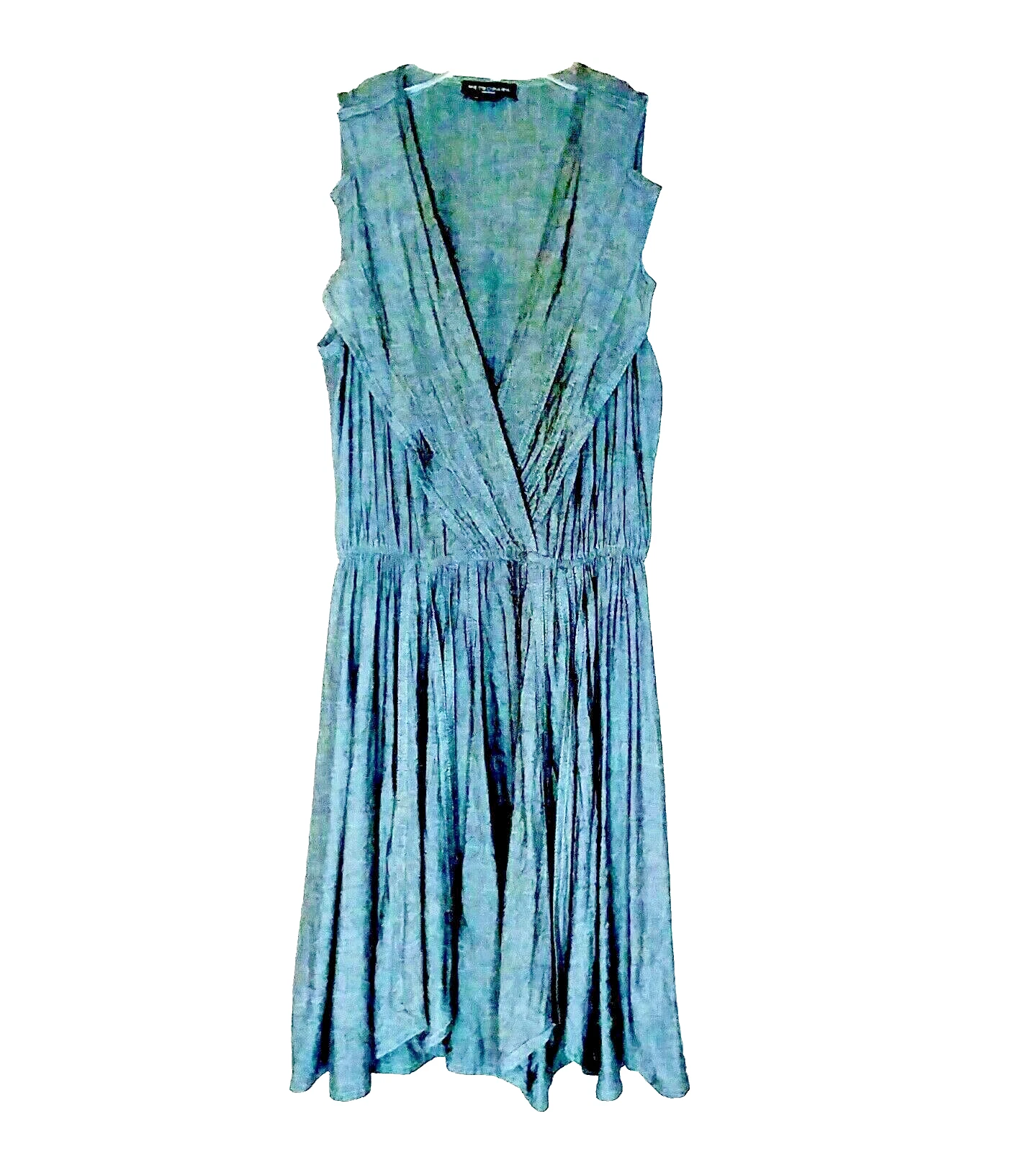 VETEMENTS Abito Metropark M grigio misto lino vita raccolta scuro accademico profondo V