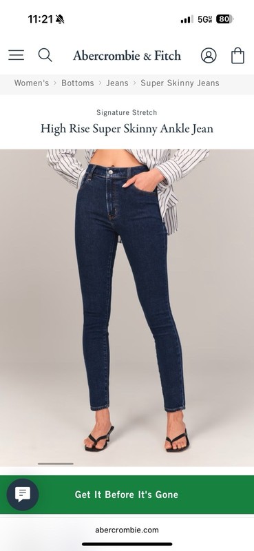 Abercrombie & Fitch Mid-rise Skinny Dark Blue Ankle Jeans