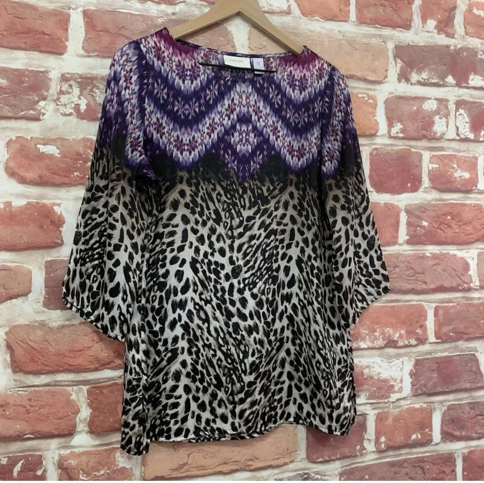 Chicos Топ женщин маленький 0 многоцветный богемное цветочный животных печати абстрактная рубашка - Изображение 2 из 4