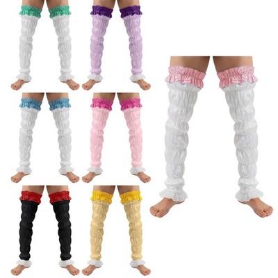 Men Leg Warmers Floral Lace Trim Socks Ruffled Stockings Sissy