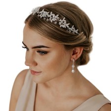 SWEETV Silver Rhinestone Wedding Headband Tiara Crystal Headpiece Bridal Hair...