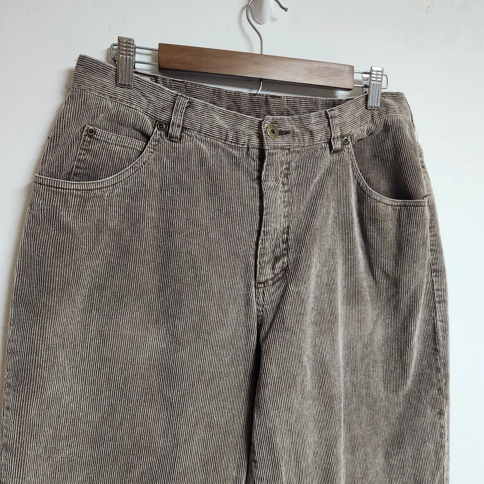 VTG LEE Dungares Mens 34x30 Corduroy Loose Wide Leg Brown Grunge Distressed Y2K - Image 2 of 4