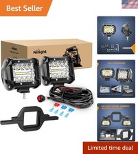 2 Pcs 4 Inch 60W Led Pods with 2 Inch Tow Hitch Mounting Brackets Backup Reve...