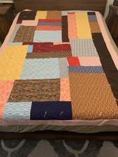 Cozy Patchwork Quilt Reversible Pink Twin Blanket 58 x 84