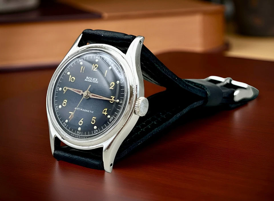 VTG ROLEX MARCONI ATIMAGNETIC BLACK DIAL NICKEL PLATED CASE Ø 31,9mm CIRCA 1930 - Image 2 of 4