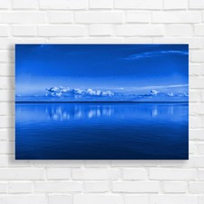 Serene Lake Reflection Blue Canvas Print Large Picture Wall Art