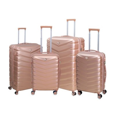 Reisekoffer 4tlg Set Roségold Erweiterbar Gepäck Trolley 360 8-Rollen ABS