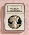 1988-S American Silver Eagle  NGC PF 69 Ultra Cameo, Brown Label