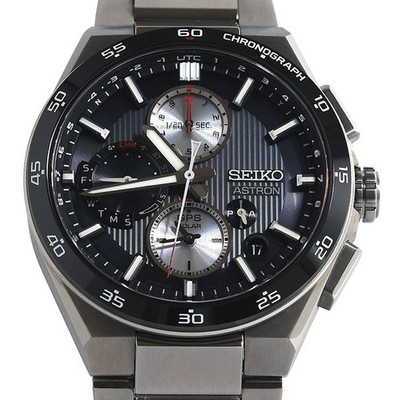Seiko Astron Nexter SBXC151 5X83-0AA0-1 GPS Solar schwarzes Zifferblatt Titan...