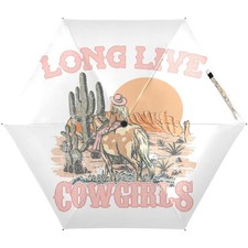 Cowgirl Ride Horse Umbrellas for Rain Western Desert Travel Umbrella Windproo...