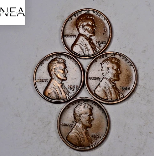 1920-D+1921-S+1929-S+1930-S Wheat Penny Cent Set/Lot ~ XF/AU ~ ZWL206