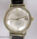 VINTAGE14k GOLD CAP OMEGA AUTOMATIC SEAMASTER DeVILLE WATCH MENS SILVER DIAL