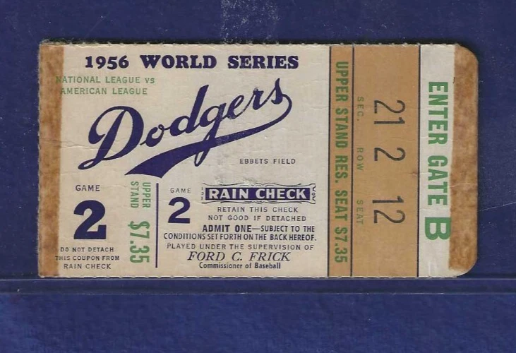 25+ Baseball 1956 Original Vintage Sports Ticket Stubs for sale