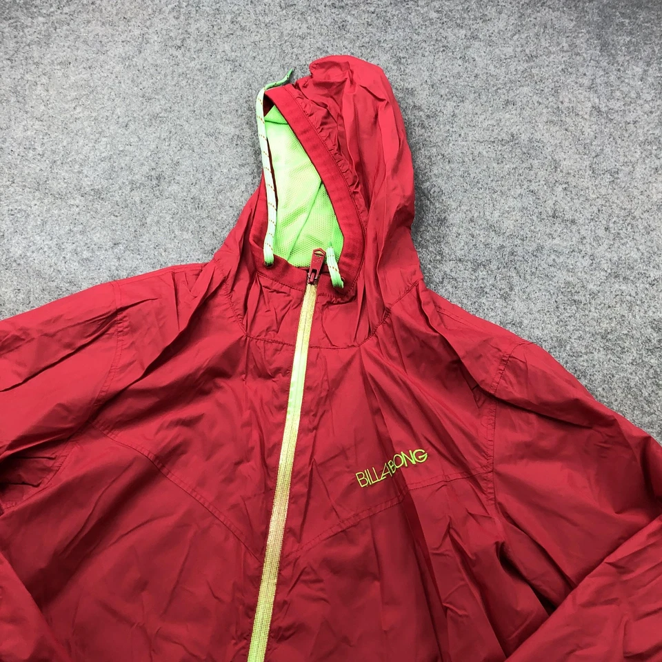 Chaqueta cortavientos Billabong para hombre grande roja con capucha cremallera completa nailon ligera Foto 4 de 4