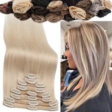 CLEARANCE Clip In Full Head 100 Human Indian Remy Hair Extensions 8Pcs 18Clips