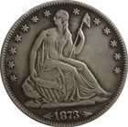 1873-S Seated Liberty Silver Half Dollar 50C High Grade