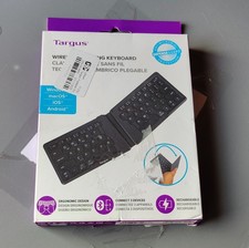 Targus Folding Bluetooth Keyboard Ergonomic Rechargeable Connect 3 Devices Black