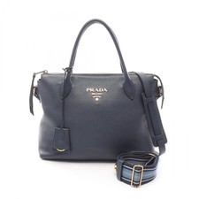 PRADA VIT DAINO 2Way Crossbody Shoulder Handbag 1BA157 leather Navy Used Women