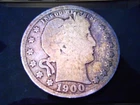 1900 BARBER QUARTER 25C 90%  SILVER U.S. NO MINT MARK  COIN USED CIRCULATED RARE