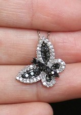 2Ct Round Cut Lab Created Diamond Womens Butterfly Pendant 14k White Gold Plated