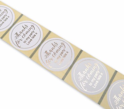 50 x 45 mm Gold Danke fürs Kommen Party Personalisiert Geburtstag Etiketten Aufkleber