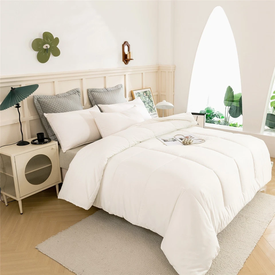 Cotton Blend 7 Pieces Bed In A Bag Down Alternative Comforter Sets, White, King - Image 3 of 4