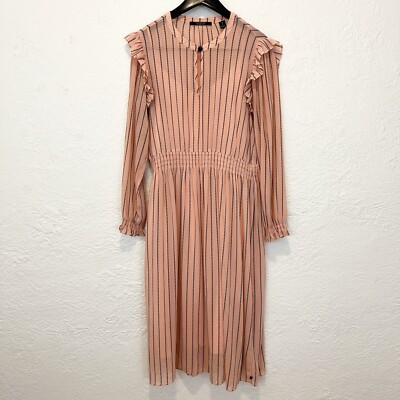 Scotch & Soda Dress Pink Black Midi Maxi Large L