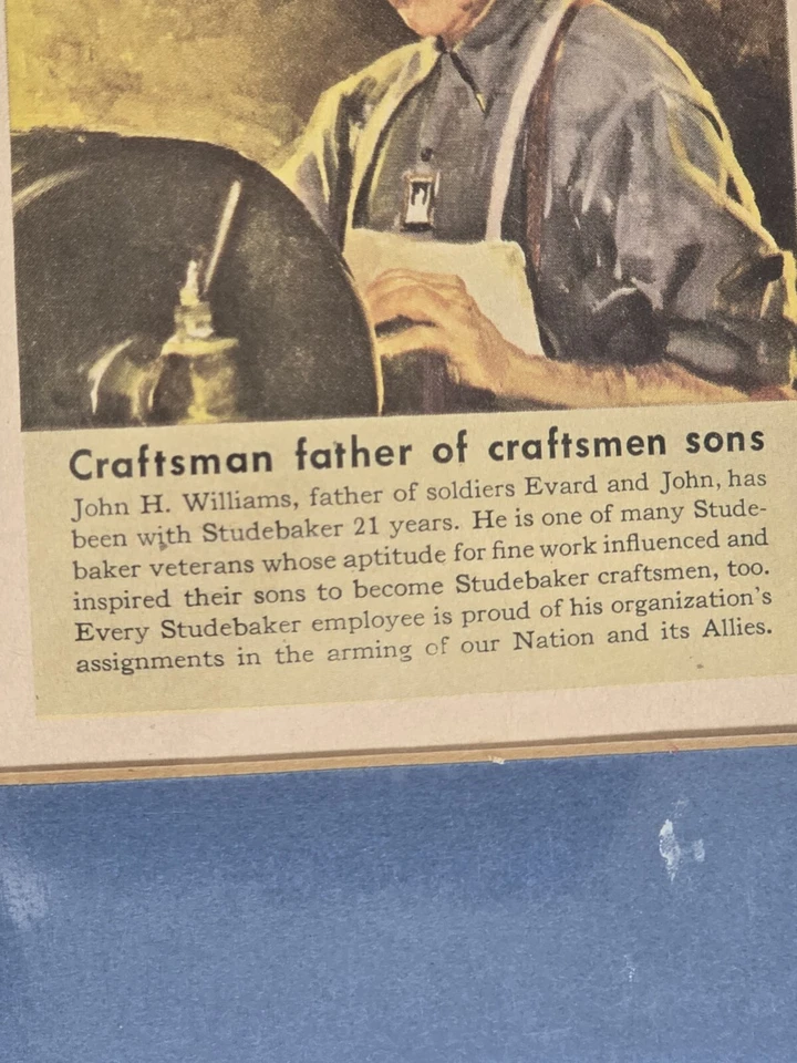 Original 1943 WW2 Studebaker Employee Ad Williams Family, South Bend Indiana - Image 4 of 4