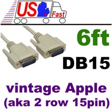 6ft vintage/old/older APPLE/MAC DB15 pin monitor/video Male M Cable/Cord/Wire