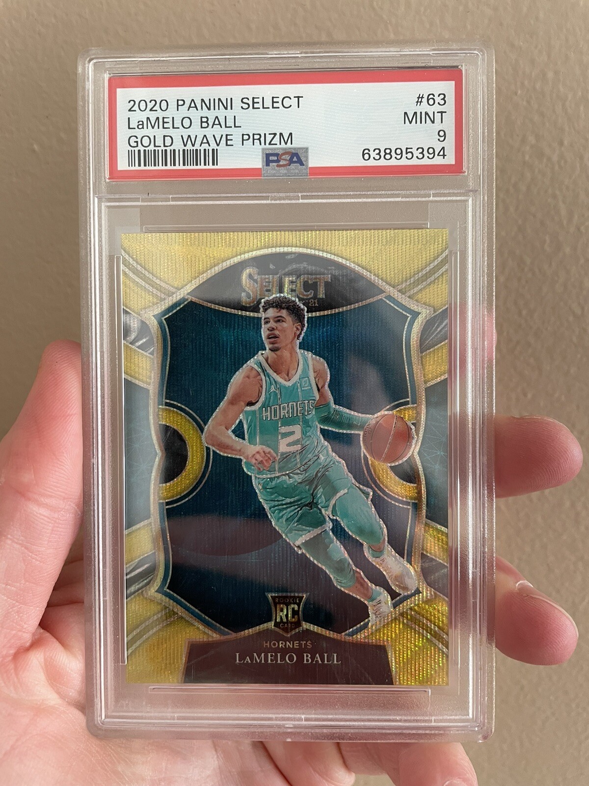 2020 Panini Select Lamelo Ball Gold Wave Prizm Rookie RC PSA 9 #63 Sp